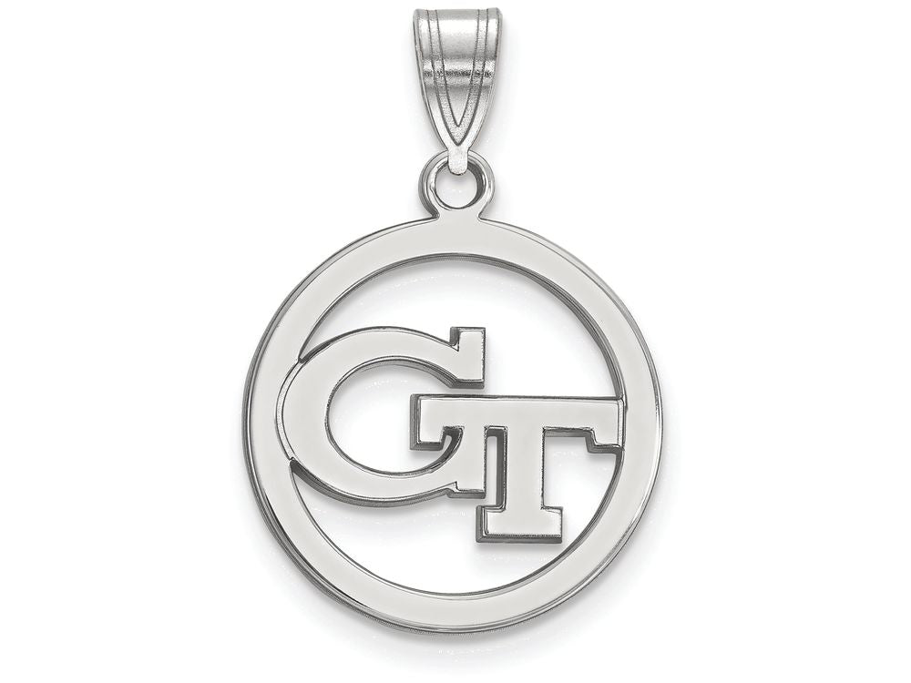LogoArt Sterling Silver Georgia Institute Of Technology Sm Pendant Necklace In Circle