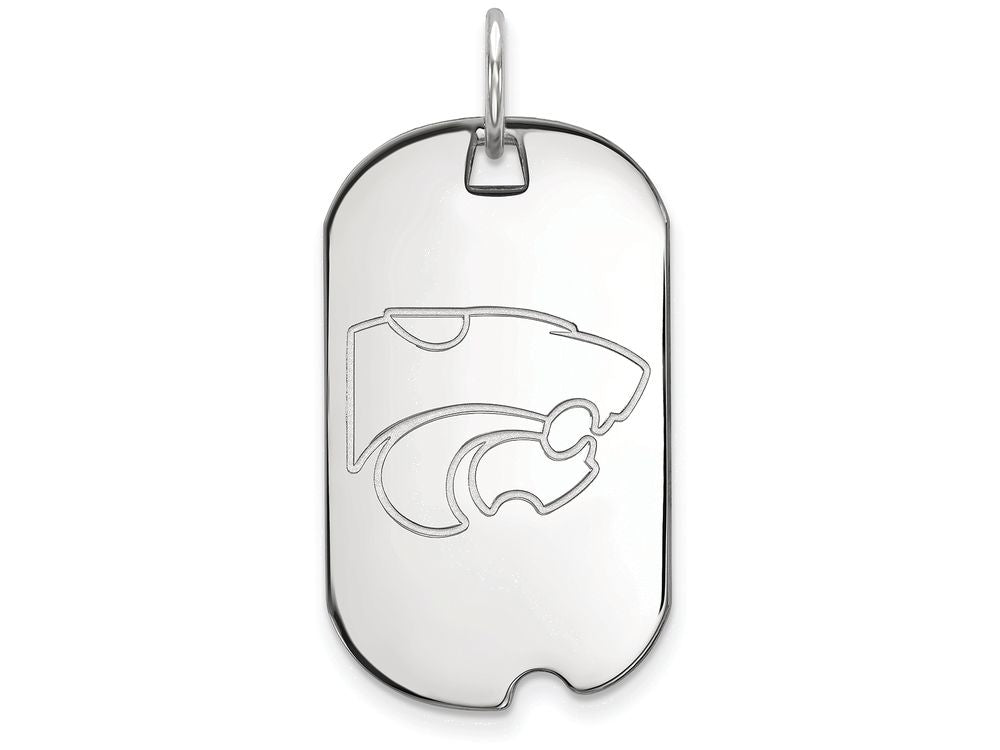 LogoArt Sterling Silver Kansas State University Small Dog Tag Pendant Necklace