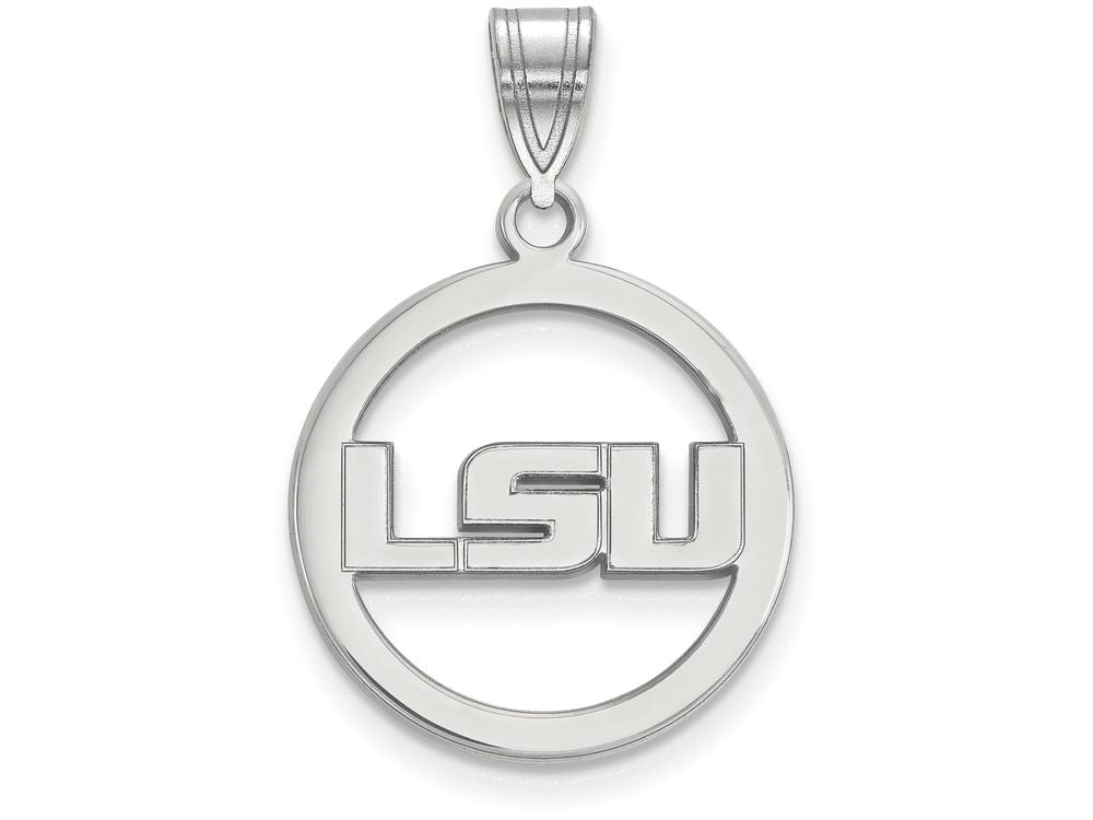 LogoArt Sterling Silver Louisiana State University Sm Pendant Necklace In Circle