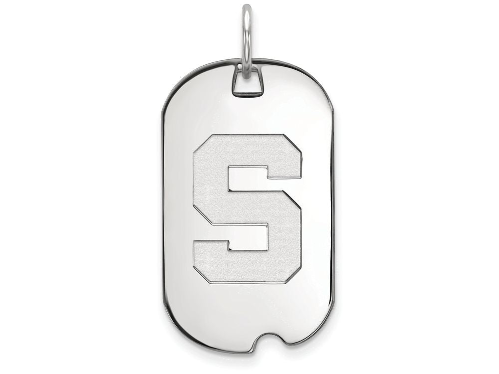 LogoArt Sterling Silver Michigan State University Small Dog Tag Pendant Necklace