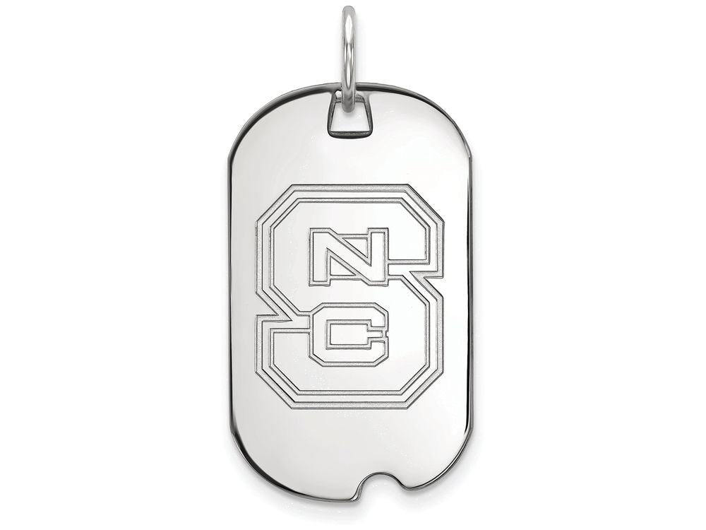 LogoArt Sterling Silver North Carolina State University Small Dog Tag Pendant Necklace