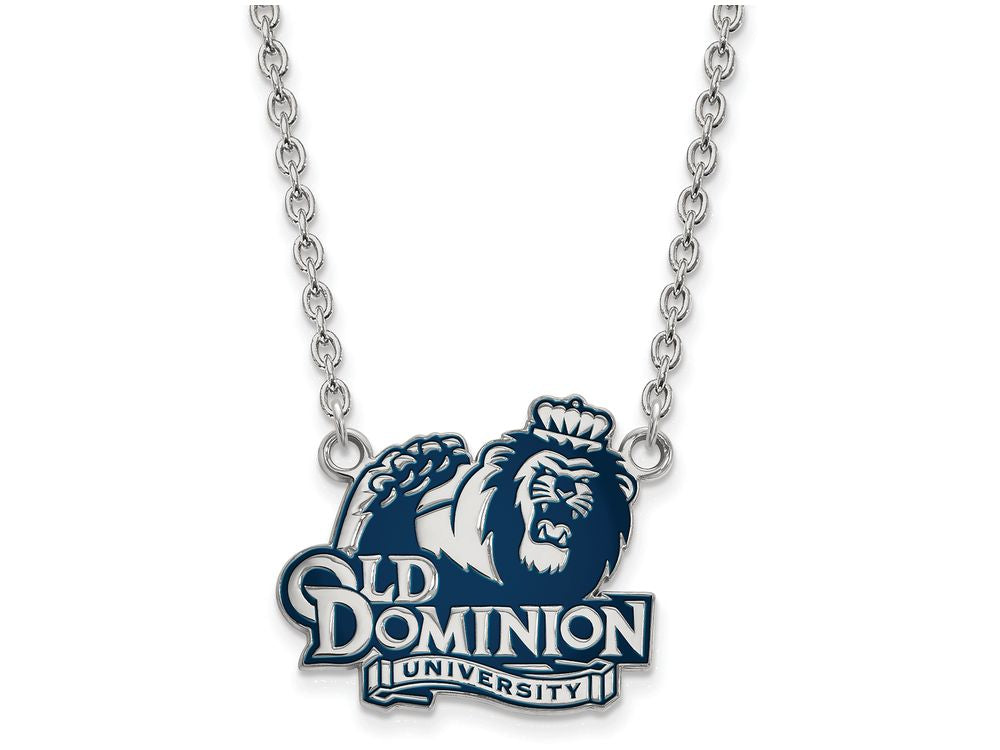LogoArt Sterling Silver Old Dominion University Large Enamel Pendant Necklace