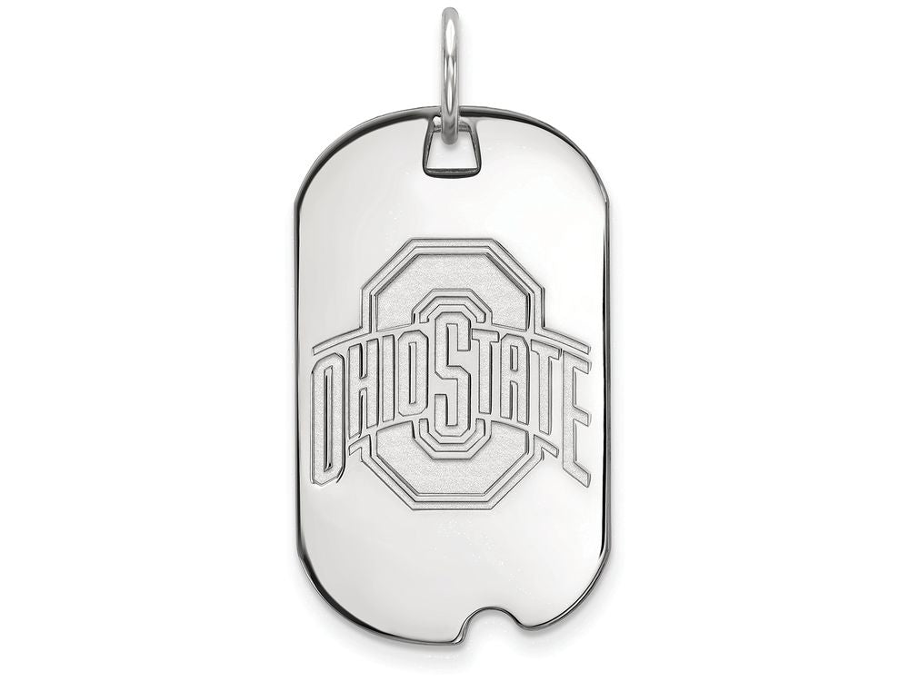 LogoArt Sterling Silver Ohio State University Small Dog Tag Pendant Necklace
