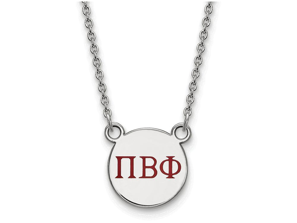 LogoArt Sterling Silver Pi Beta Phi Extra Small Enameled Pendant Necklace With 18 Inch