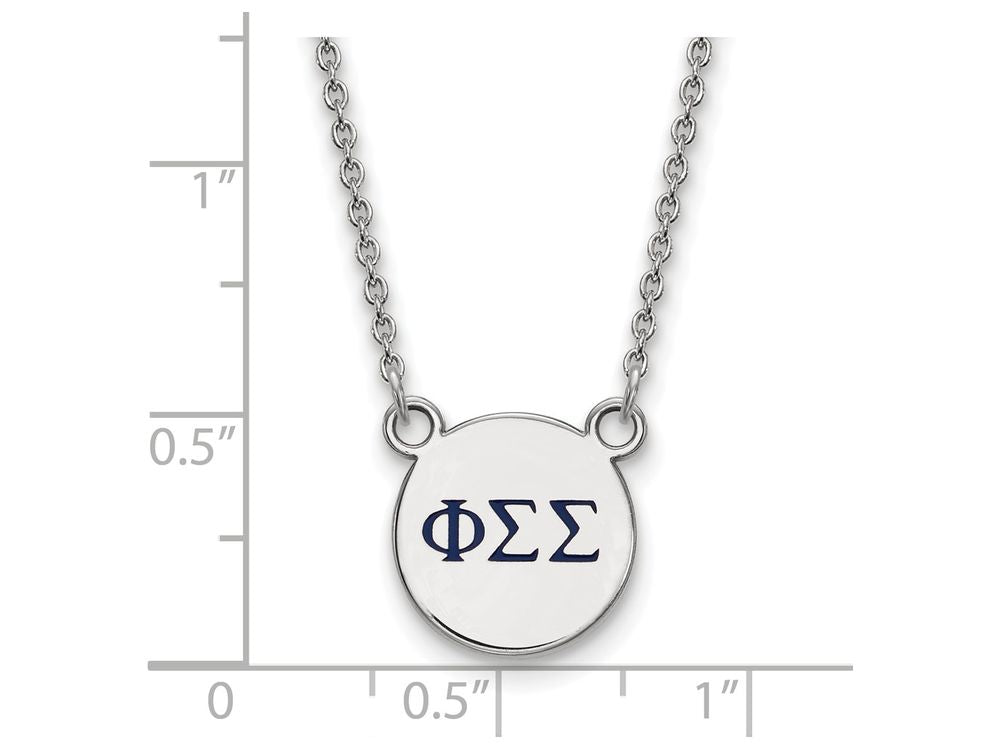 LogoArt Sterling Silver Phi Sigma Sigma Extra Small Enameled Pendant Necklace With 18 Inch