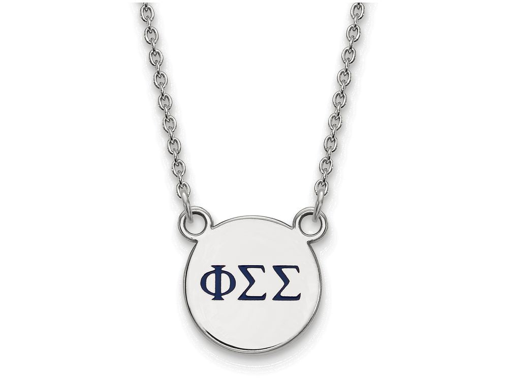 LogoArt Sterling Silver Phi Sigma Sigma Extra Small Enameled Pendant Necklace With 18 Inch