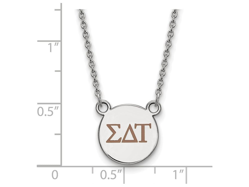 LogoArt Sterling Silver Sigma Delta Tau Extra Small Enameled Pendant Necklace With 18 Inch