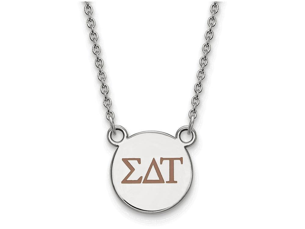 LogoArt Sterling Silver Sigma Delta Tau Extra Small Enameled Pendant Necklace With 18 Inch