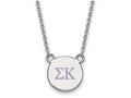 LogoArt Sterling Silver Sigma Kappa Extra Small Enameled Pendant Necklace With 18 Inch