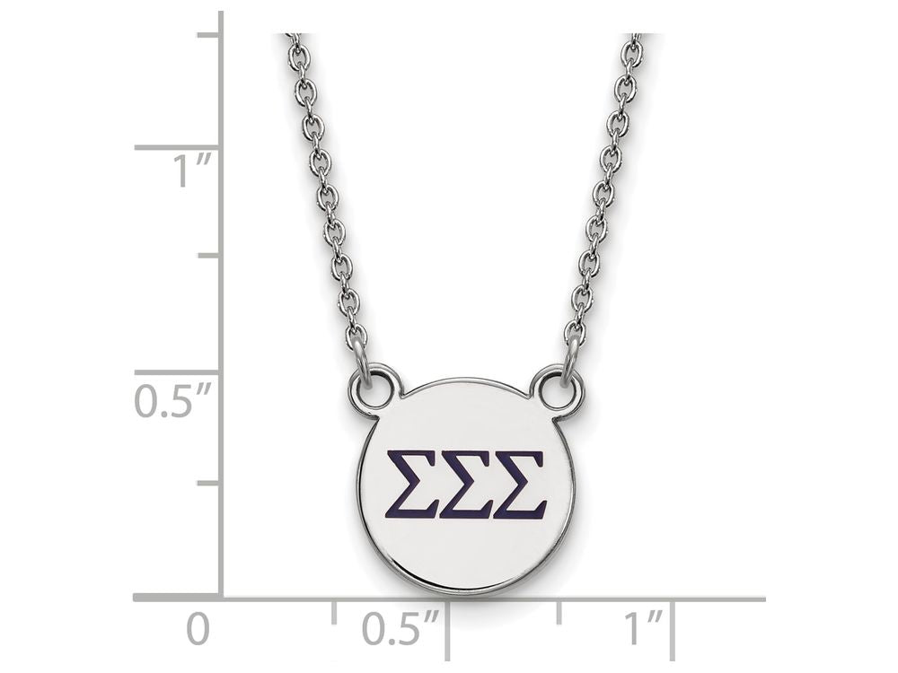 LogoArt Sterling Silver Sigma Sigma Sigma Extra Small Enameled Pendant Necklace With 18 Inch