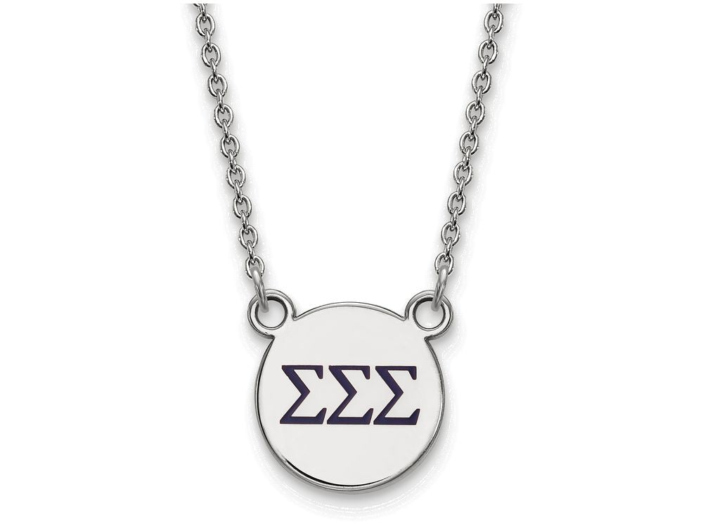 LogoArt Sterling Silver Sigma Sigma Sigma Extra Small Enameled Pendant Necklace With 18 Inch