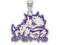 LogoArt Sterling Silver Texas Christian University Large Enamel Pendant Necklace