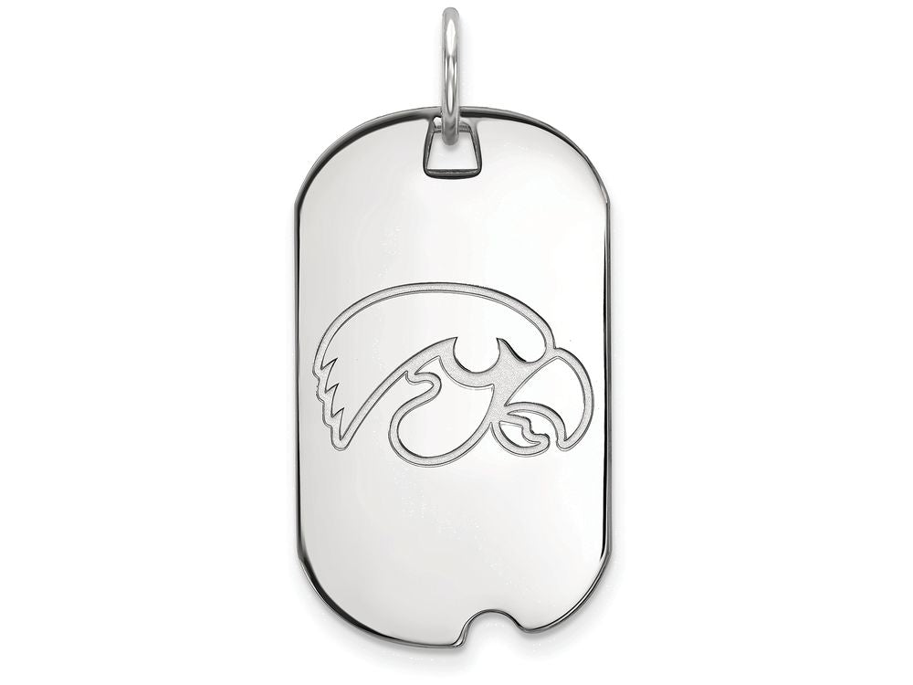 LogoArt Sterling Silver University Of Iowa Small Dog Tag Pendant Necklace