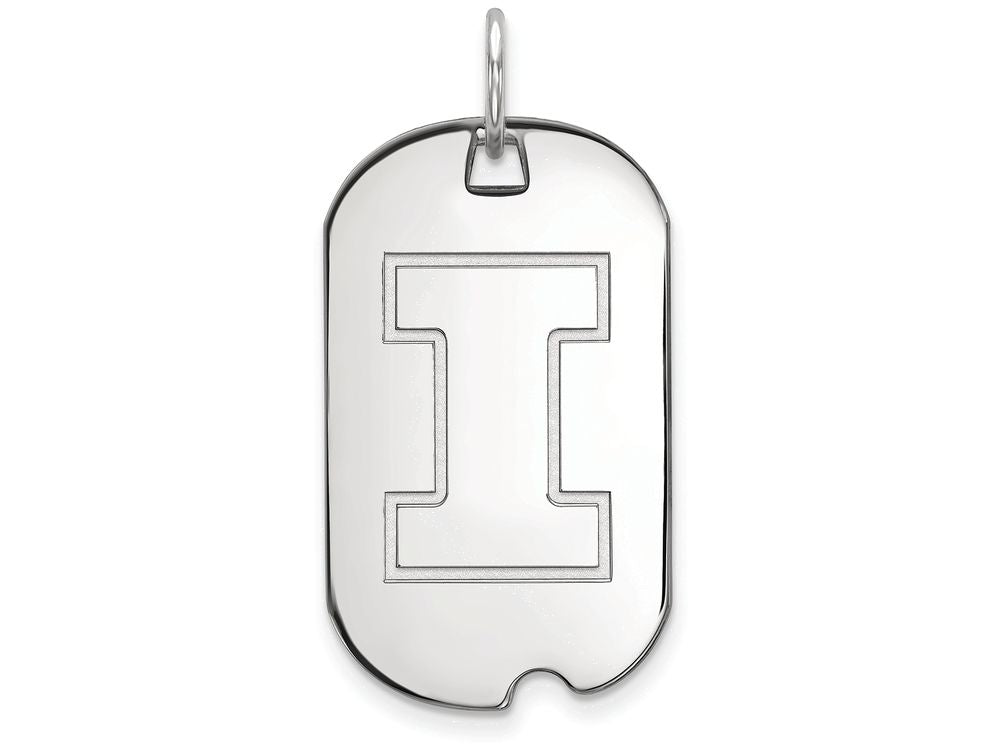 LogoArt Sterling Silver University Of Illinois Small Dog Tag Pendant Necklace