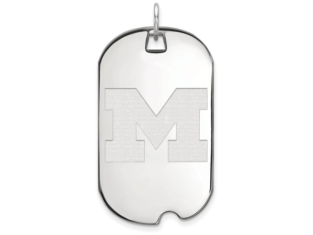 LogoArt Sterling Silver Michigan (univ Of) Large Dog Tag Pendant Necklace