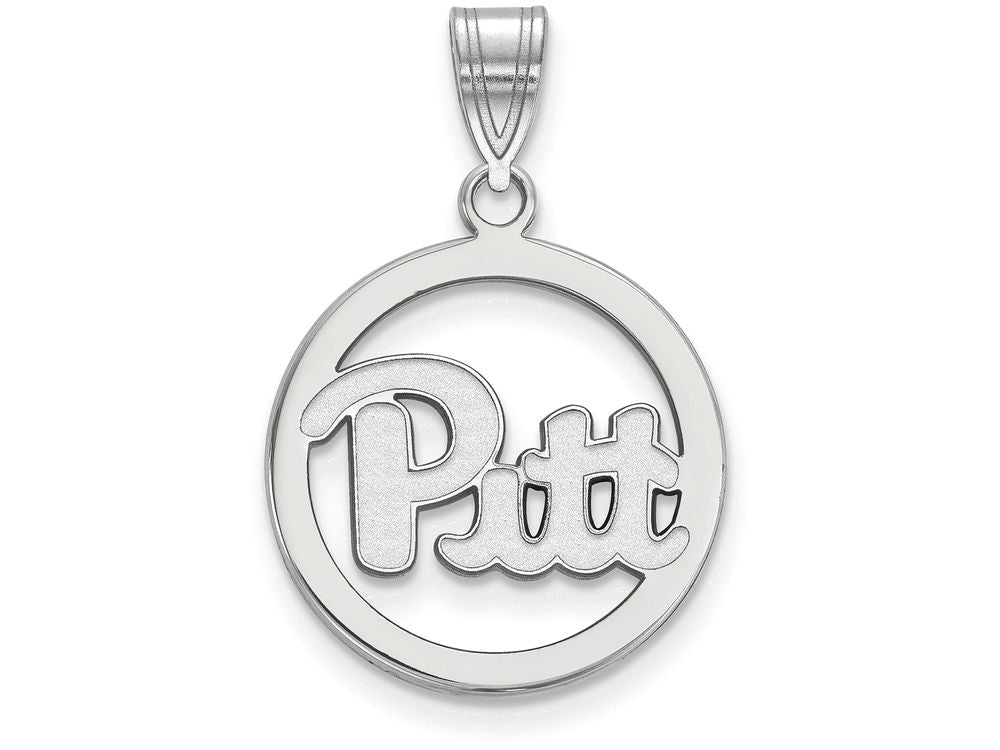 LogoArt Sterling Silver University Of Pittsburgh Sm Pendant Necklace In Circle