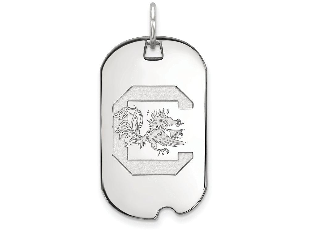 LogoArt Sterling Silver University Of South Carolina Small Dog Tag Pendant Necklace