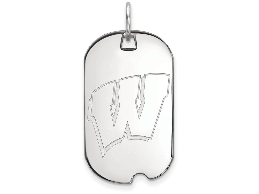 LogoArt Sterling Silver University Of Wisconsin Small Dog Tag Pendant Necklace