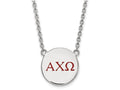 LogoArt Sterling Silver Alpha Chi Omega Small Enameled Pendant Necklace With 18 Inch