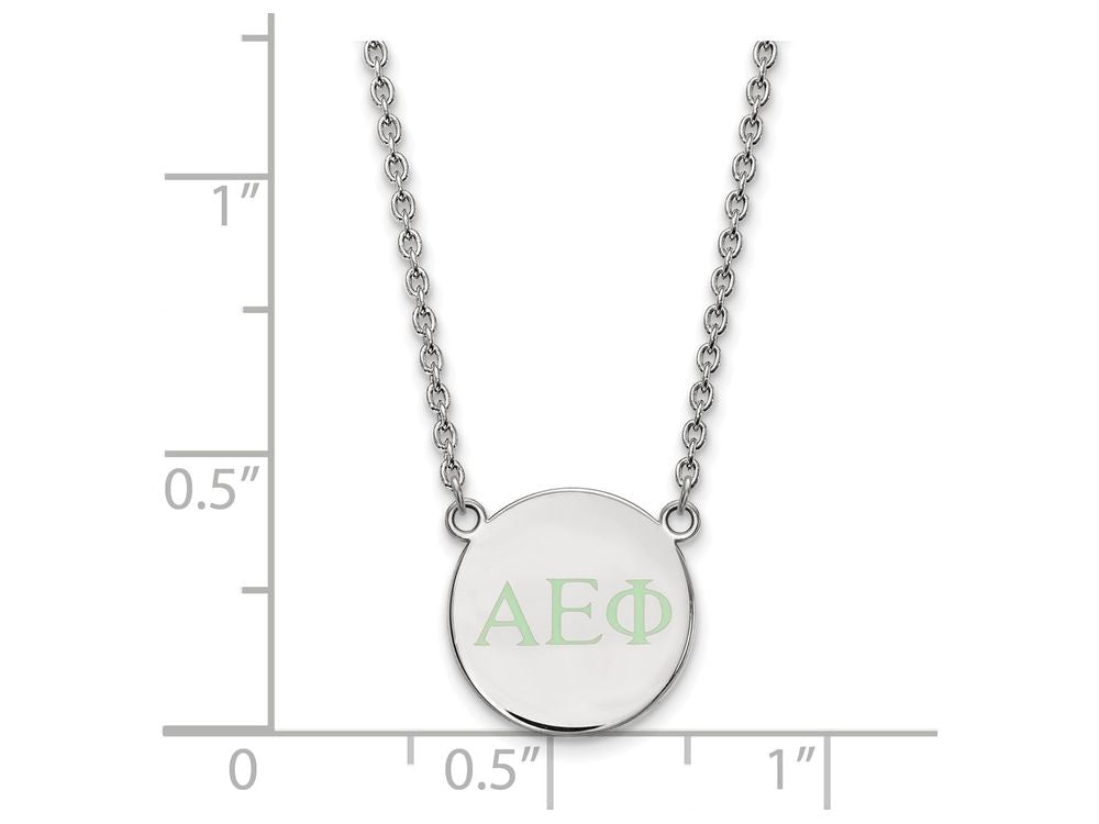 LogoArt Sterling Silver Alpha Epsilon Phi Small Enameled Pendant Necklace With 18 Inch