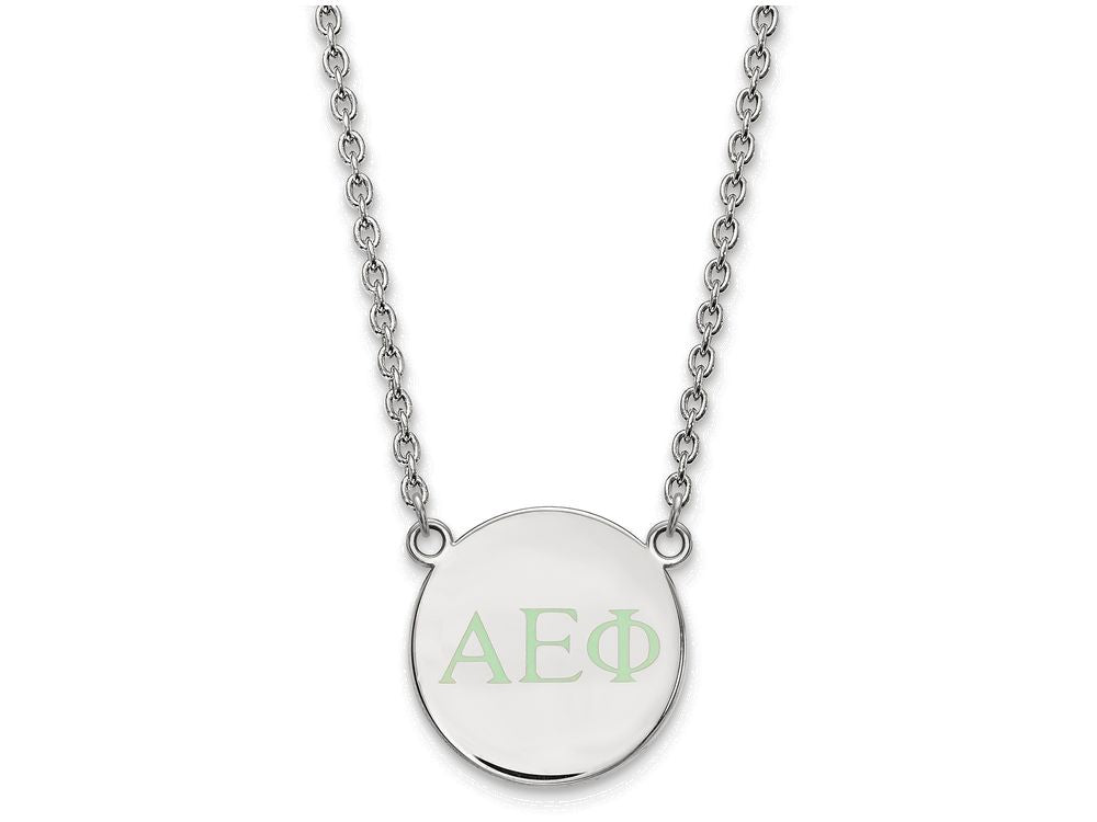 LogoArt Sterling Silver Alpha Epsilon Phi Small Enameled Pendant Necklace With 18 Inch