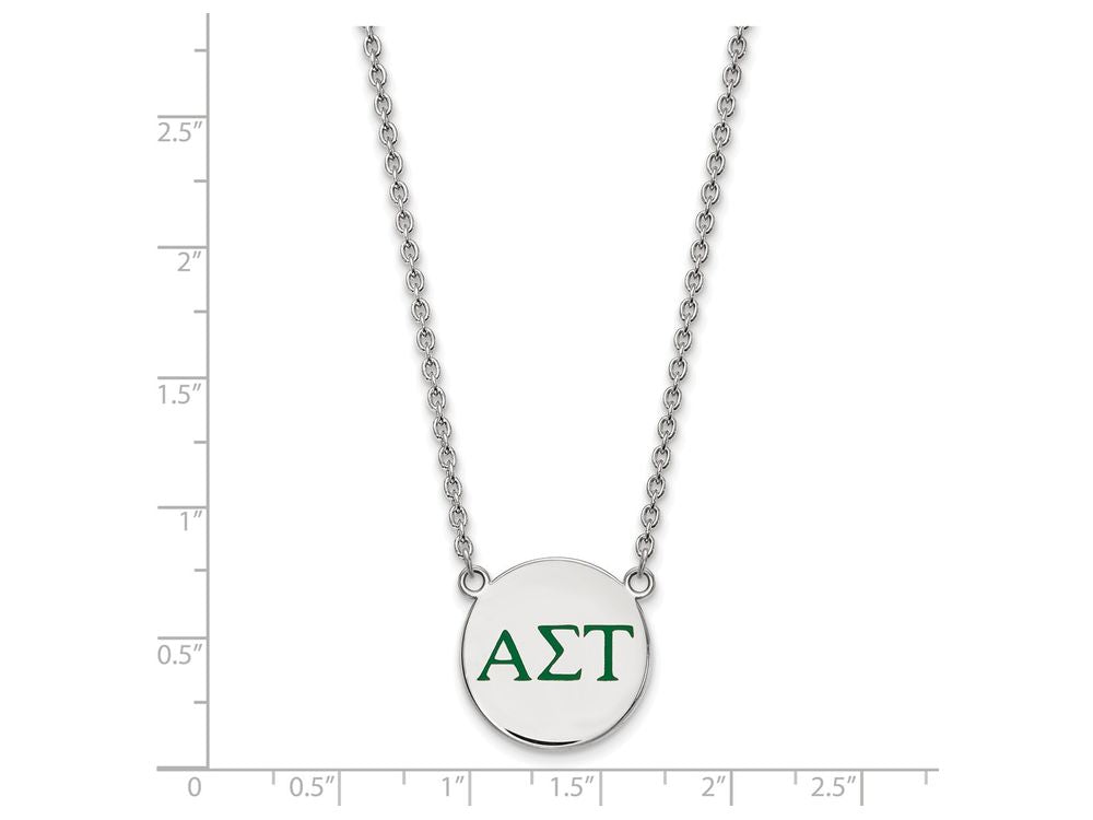 LogoArt Sterling Silver Alpha Sigma Tau Small Enameled Pendant Necklace With 18 Inch