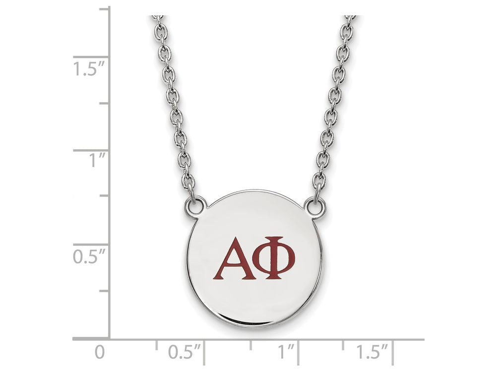 LogoArt Sterling Silver Alpha Phi Small Enameled Pendant Necklace With 18 Inch