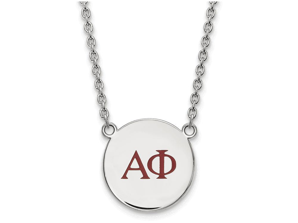 LogoArt Sterling Silver Alpha Phi Small Enameled Pendant Necklace With 18 Inch