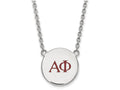 LogoArt Sterling Silver Alpha Phi Small Enameled Pendant Necklace With 18 Inch