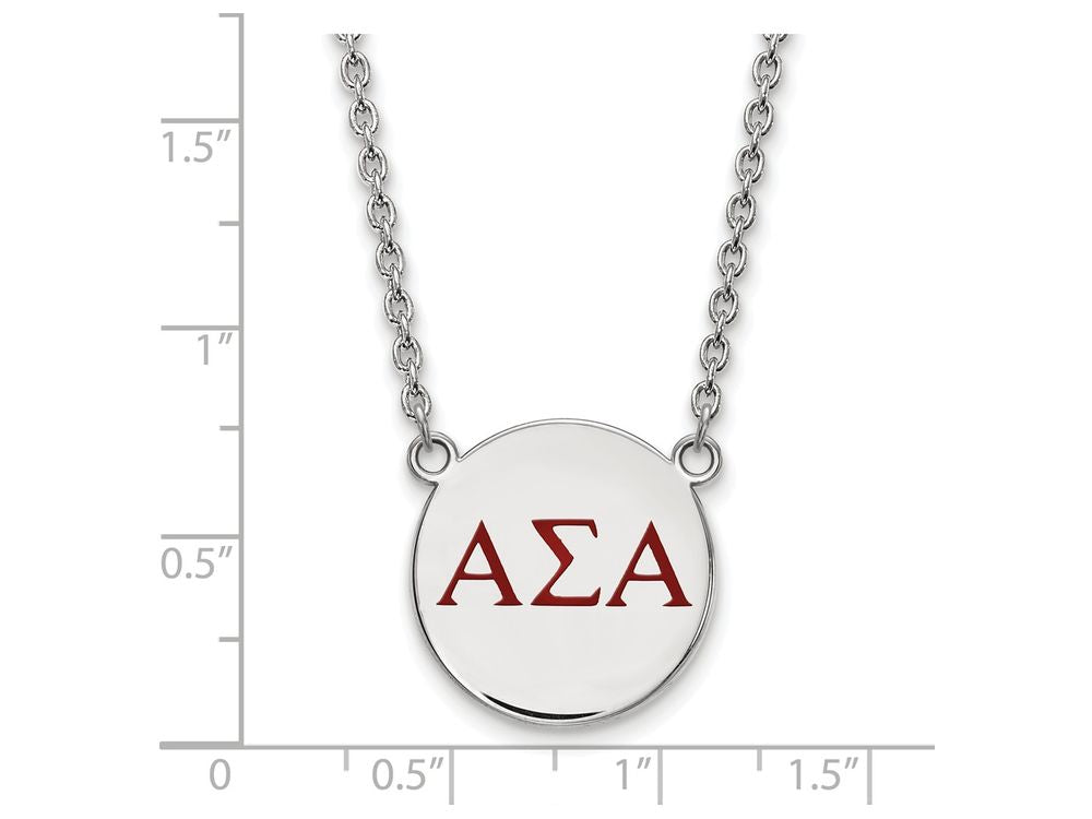 LogoArt Sterling Silver Alpha Sigma Alpha Small Enameled Pendant Necklace With 18 Inch