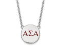 LogoArt Sterling Silver Alpha Sigma Alpha Small Enameled Pendant Necklace With 18 Inch