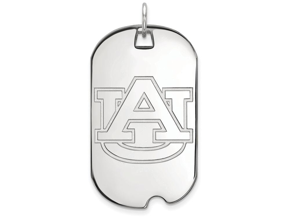 LogoArt Sterling Silver Auburn University Large Dog Tag Pendant Necklace