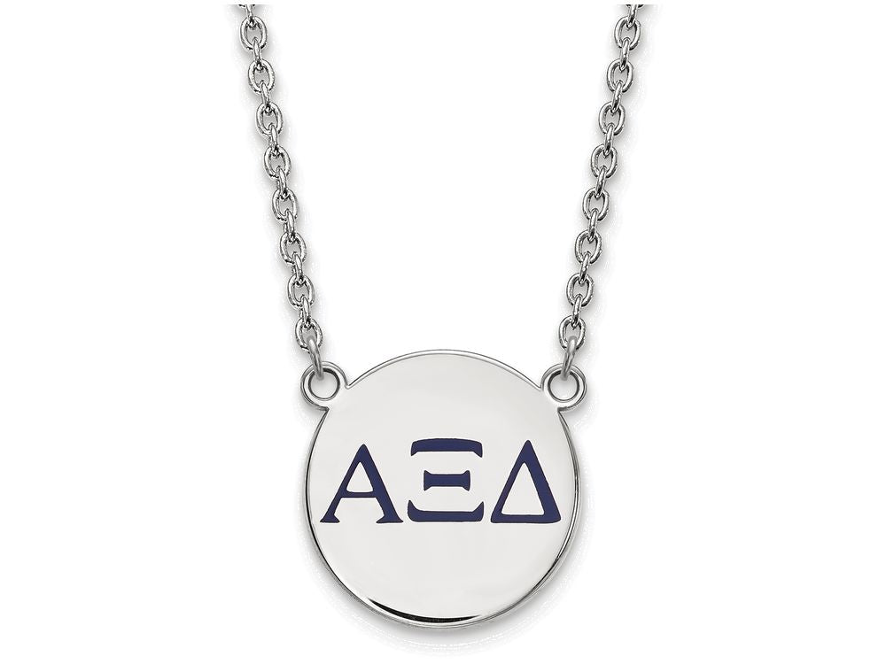 LogoArt Sterling Silver Alpha Xi Delta Small Enameled Pendant Necklace With 18 Inch