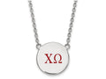 LogoArt Sterling Silver Chi Omega Small Enameled Pendant Necklace With 18 Inch
