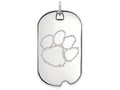 LogoArt Sterling Silver Clemson University Large Dog Tag Pendant Necklace