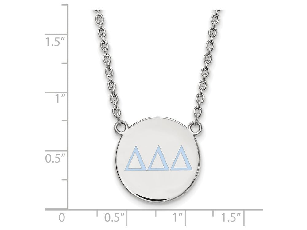 LogoArt Sterling Silver Delta Delta Delta Small Enameled Pendant Necklace With 18 Inch