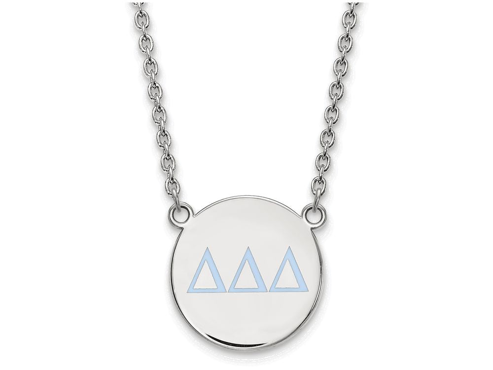 LogoArt Sterling Silver Delta Delta Delta Small Enameled Pendant Necklace With 18 Inch