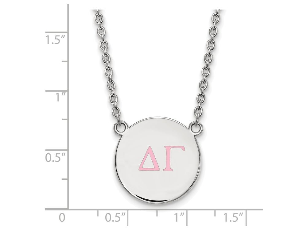 LogoArt Sterling Silver Delta Gamma Small Enameled Pendant Necklace With 18 Inch