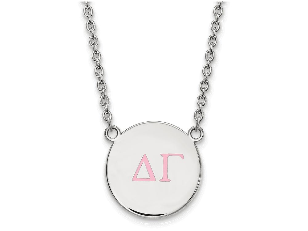 LogoArt Sterling Silver Delta Gamma Small Enameled Pendant Necklace With 18 Inch