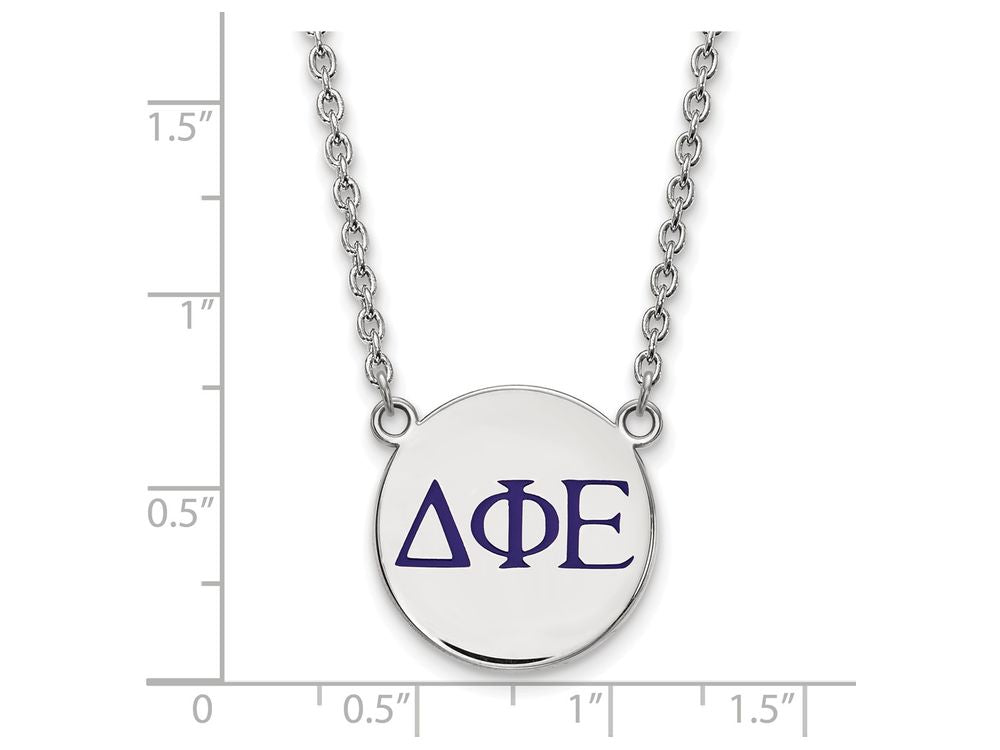 LogoArt Sterling Silver Delta Phi Epsilon Small Enameled Pendant Necklace With 18 Inch