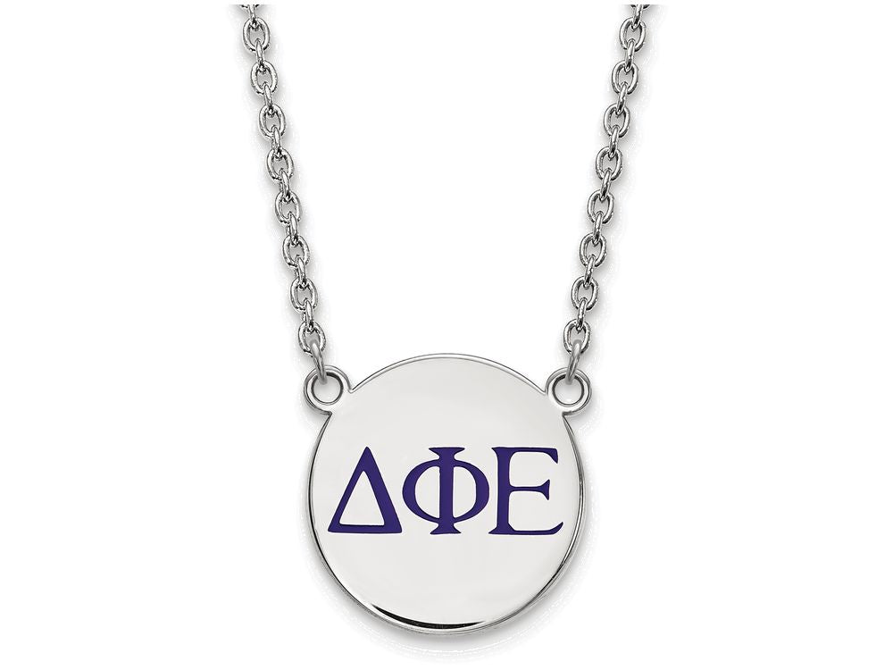 LogoArt Sterling Silver Delta Phi Epsilon Small Enameled Pendant Necklace With 18 Inch
