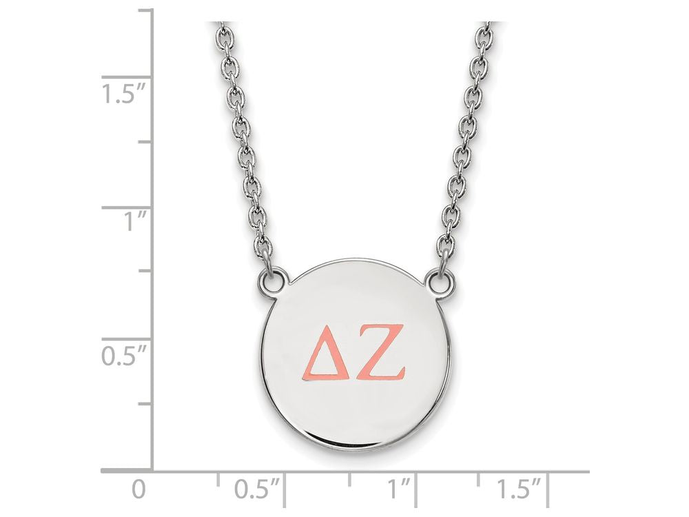 LogoArt Sterling Silver Delta Zeta Small Enameled Pendant Necklace With 18 Inch