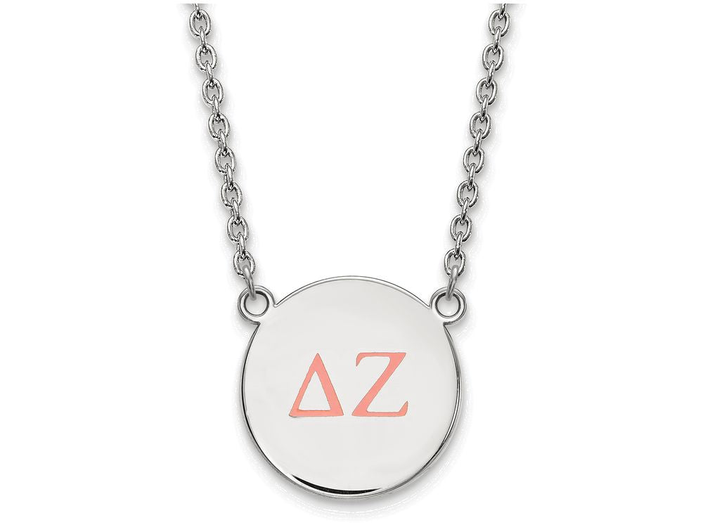 LogoArt Sterling Silver Delta Zeta Small Enameled Pendant Necklace With 18 Inch