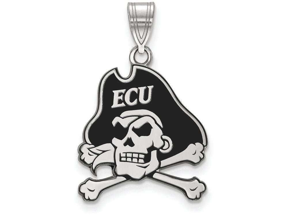 LogoArt Sterling Silver East Carolina University Large Enamel Pendant Necklace