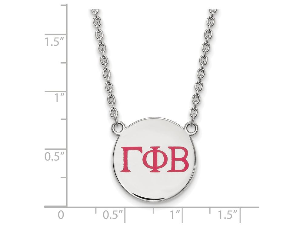 LogoArt Sterling Silver Gamma Phi Beta Small Enameled Pendant Necklace With 18 Inch