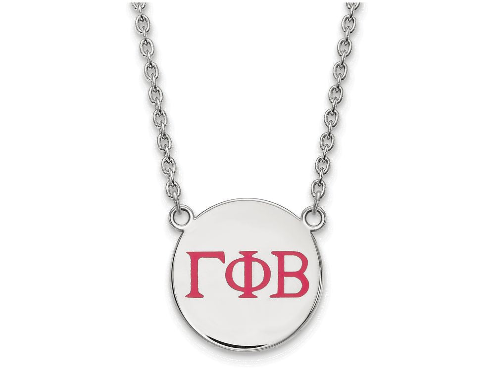 LogoArt Sterling Silver Gamma Phi Beta Small Enameled Pendant Necklace With 18 Inch