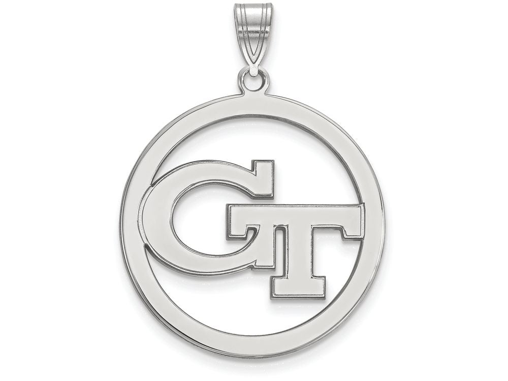 LogoArt Sterling Silver Georgia Institute Of Technology L Pendant Necklace In Circle