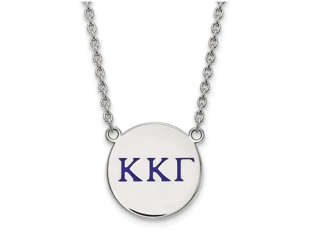 LogoArt Sterling Silver Kappa Kappa Gamma Small Enameled Pendant Necklace With 18 Inch