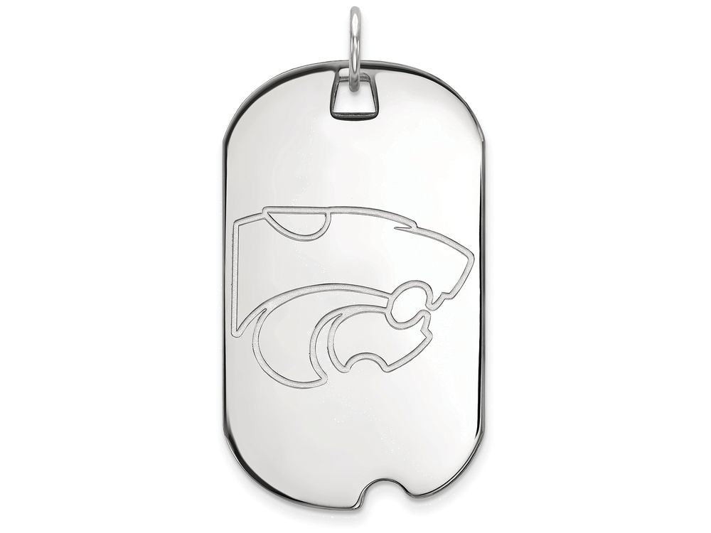 LogoArt Sterling Silver Kansas State University Large Dog Tag Pendant Necklace