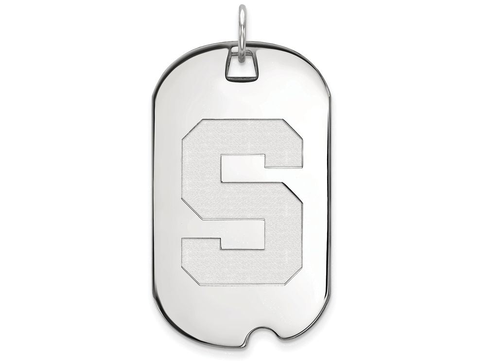 LogoArt Sterling Silver Michigan State University Large Dog Tag Pendant Necklace